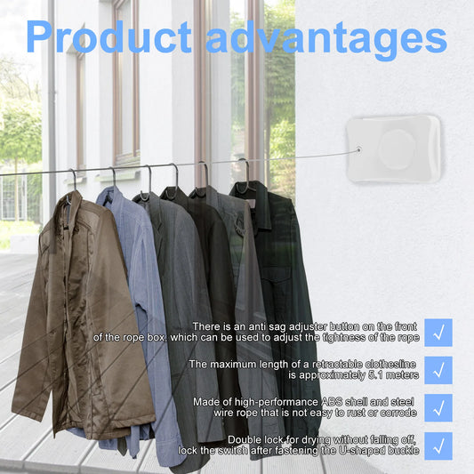 5M Retractable Wall-Mounted Clothesline – Invisible, Durable & Space-Saving for Easy Drying