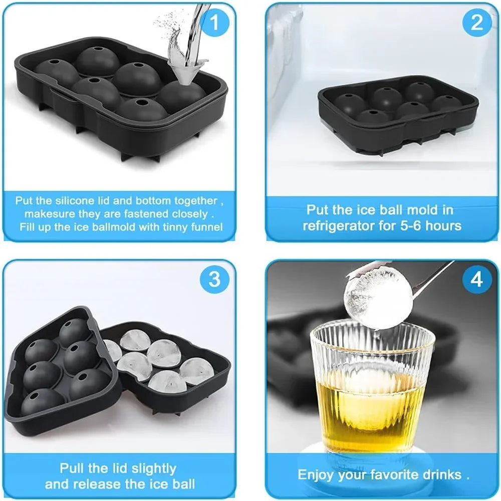 Elevate Your Drinks: Large 3D Silicone Ice Sphere Mould for Whiskey & Cocktail