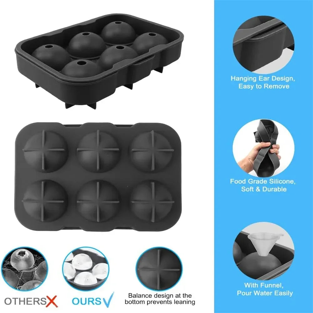 Elevate Your Drinks: Large 3D Silicone Ice Sphere Mould for Whiskey & Cocktail