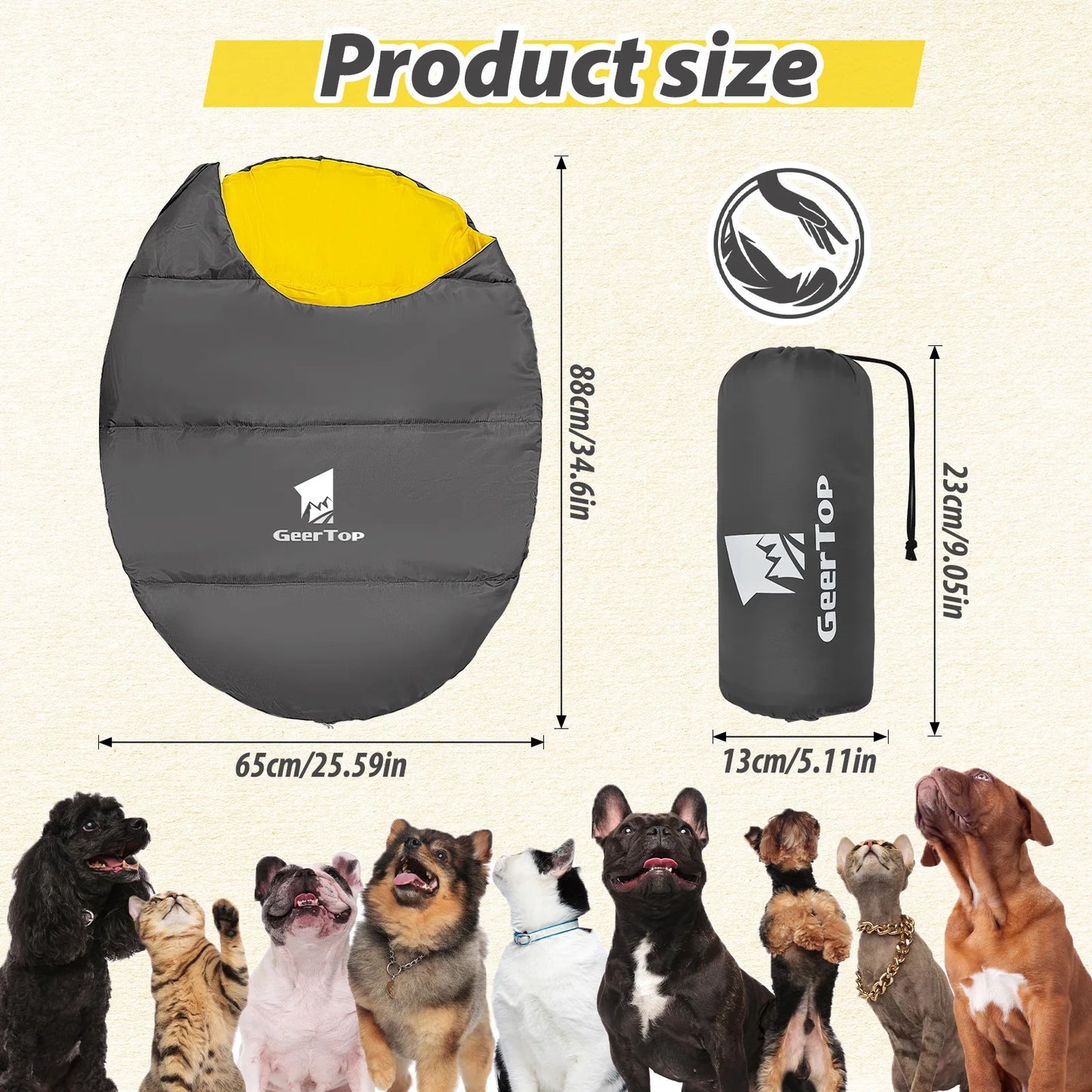 Cosy Adventures Foldable Hooded Pet Sleeping Bag Outdoor & Home