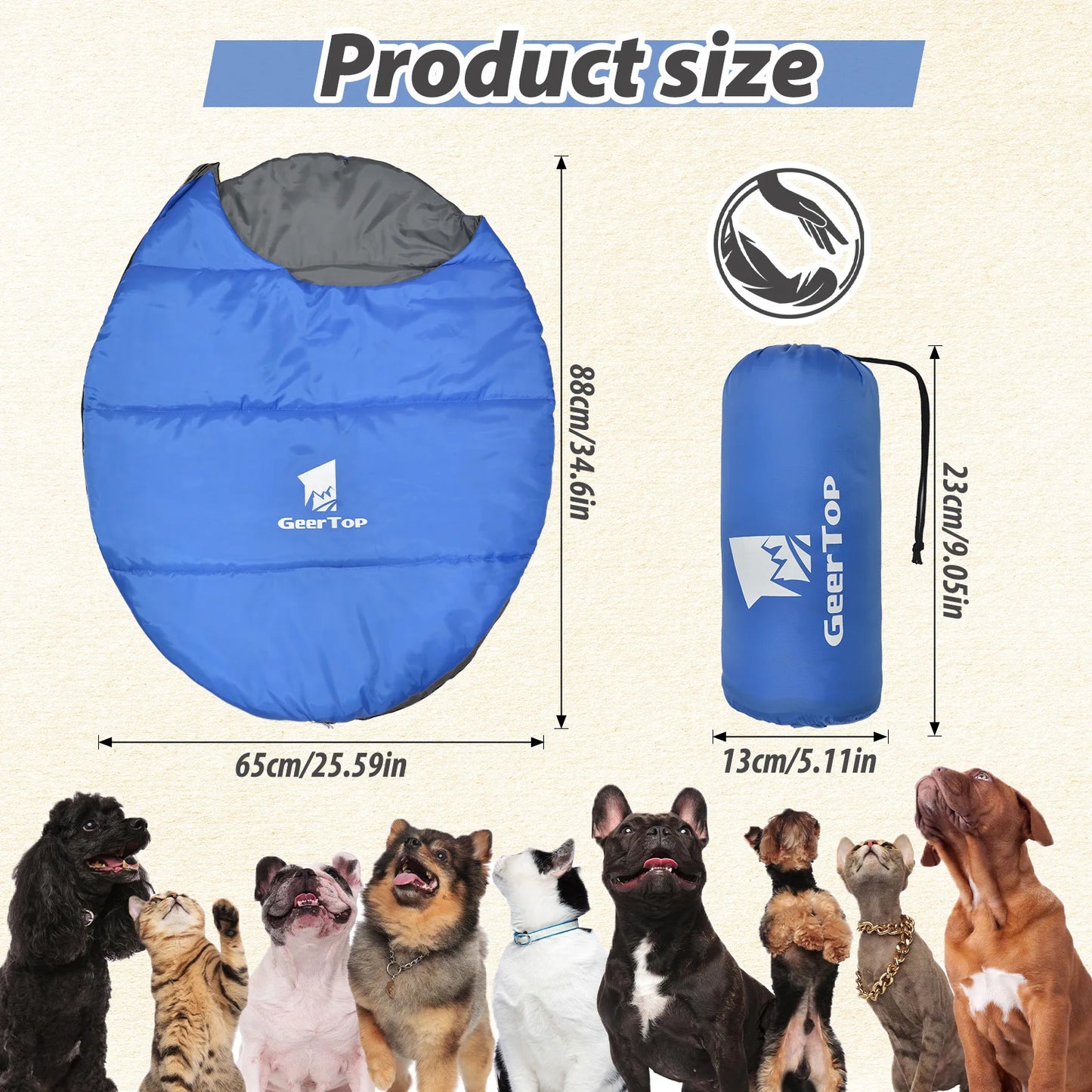 Cosy Adventures Foldable Hooded Pet Sleeping Bag Outdoor & Home