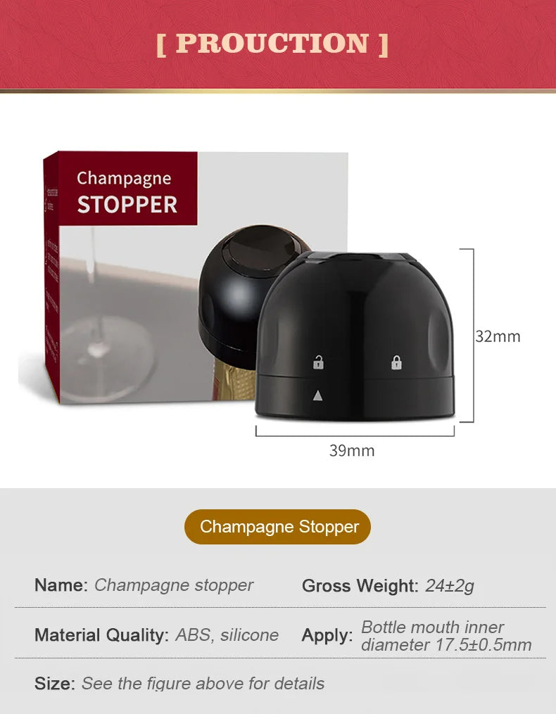 Airtight Wine & Champagne Preservation Stopper – Vacuum Seal Accessory