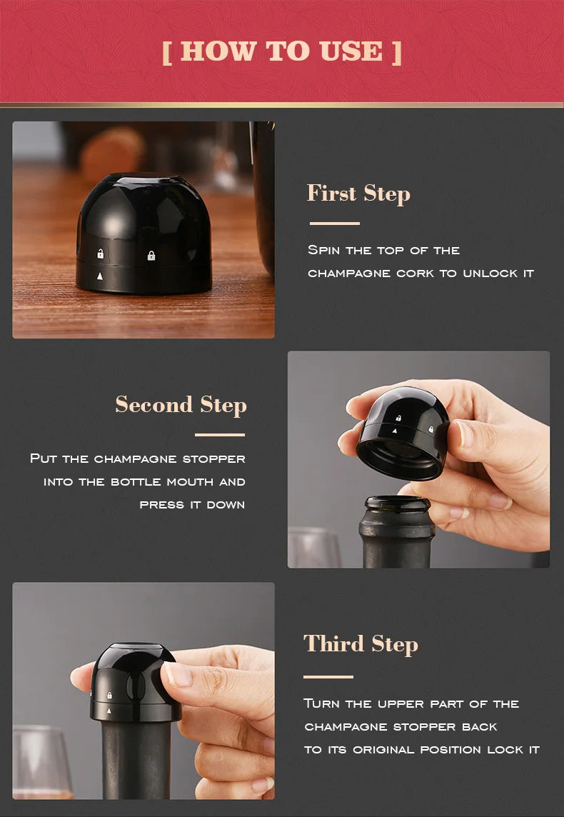 Airtight Wine & Champagne Preservation Stopper – Vacuum Seal Accessory