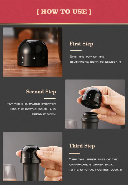 Airtight Wine & Champagne Preservation Stopper – Vacuum Seal Accessory