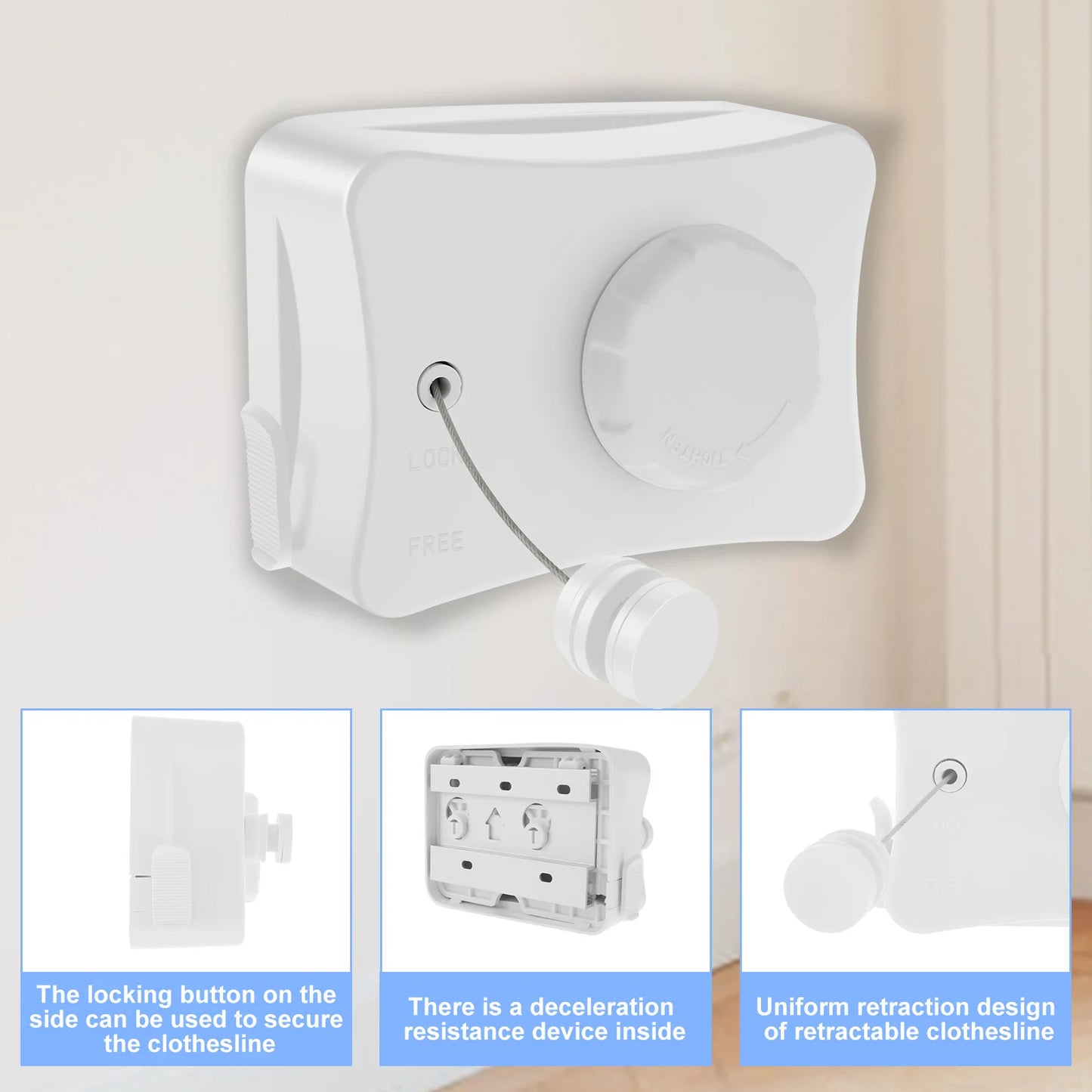 5M Retractable Wall-Mounted Clothesline – Invisible, Durable & Space-Saving for Easy Drying